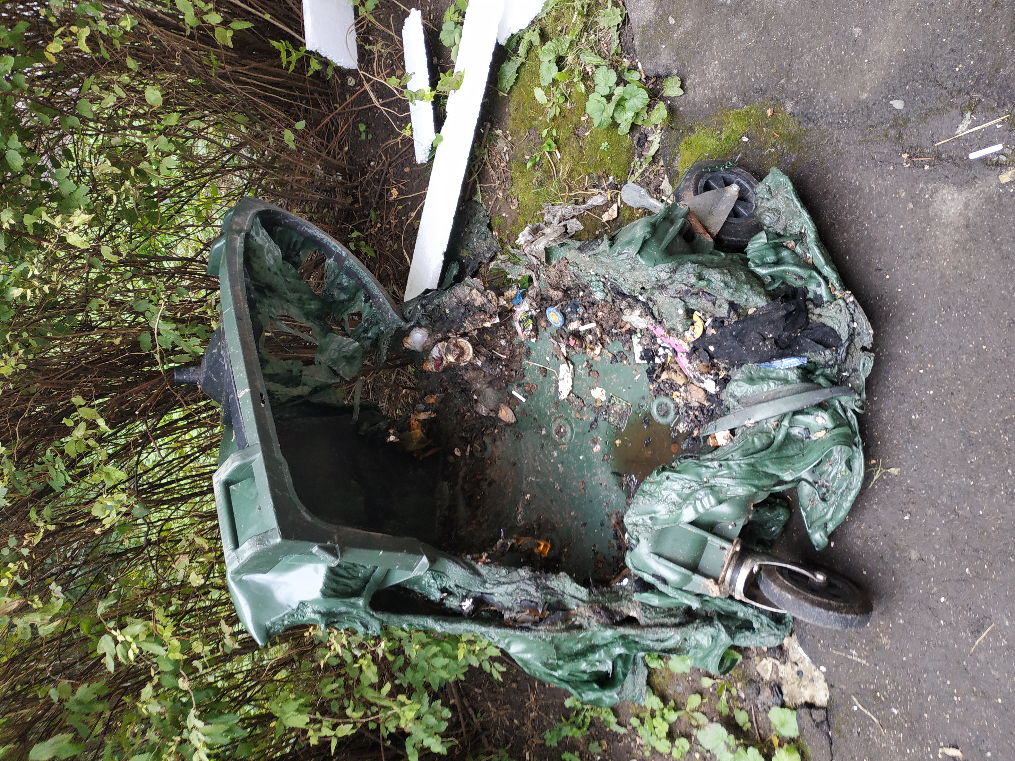 Сгоревший помойный ящик