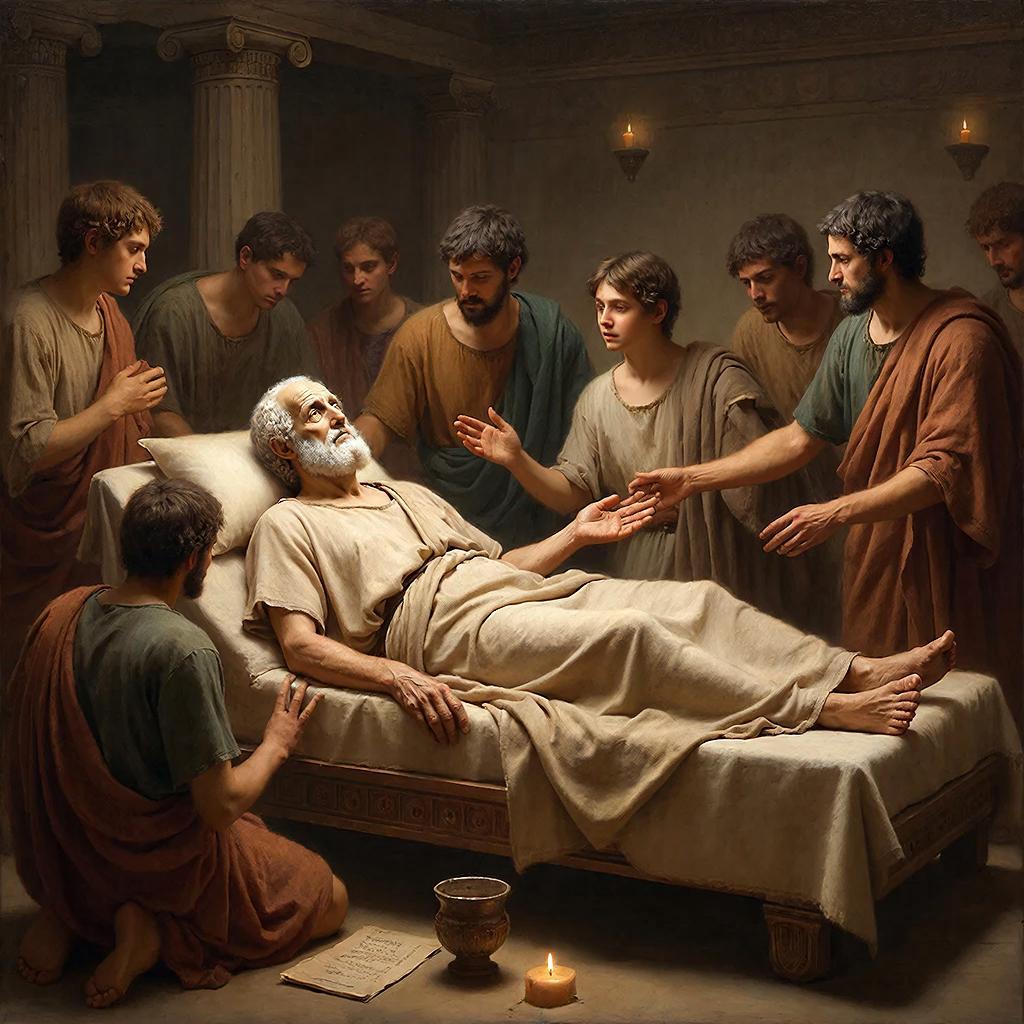 Сократ был греческим философом. Он ходил среди людей и давал им хороши